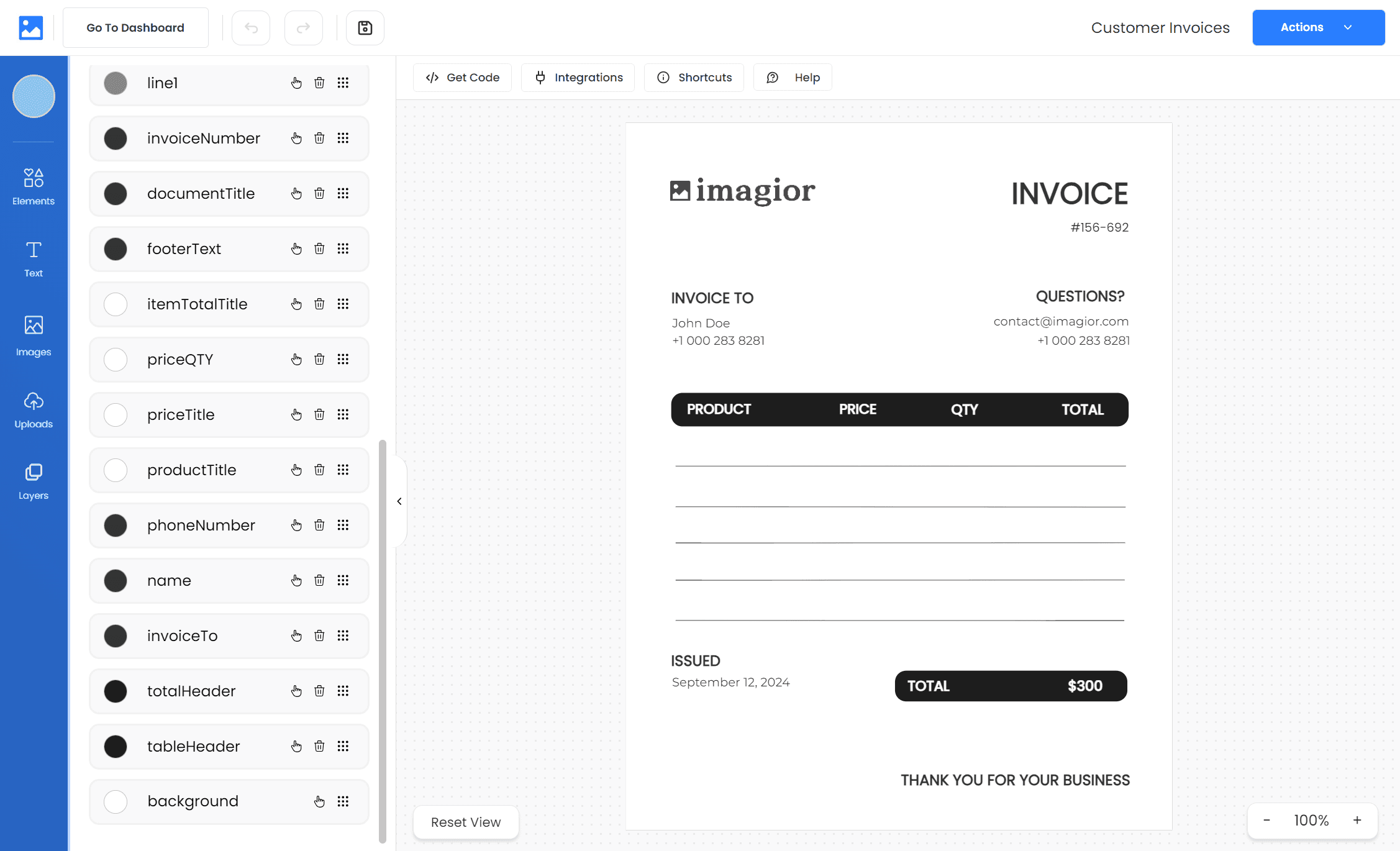 Imagior app interface